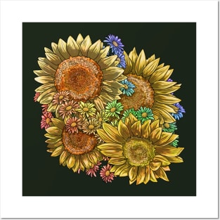 Sunflowers And Daisies Posters and Art